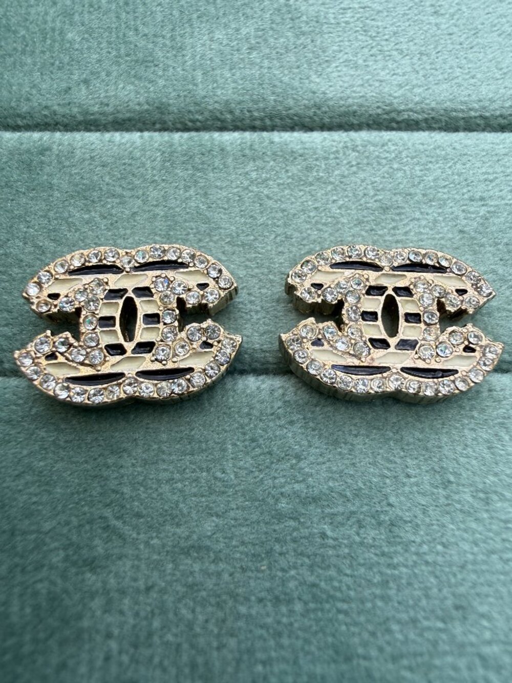Vintage Chanel CC Enamel Earrings